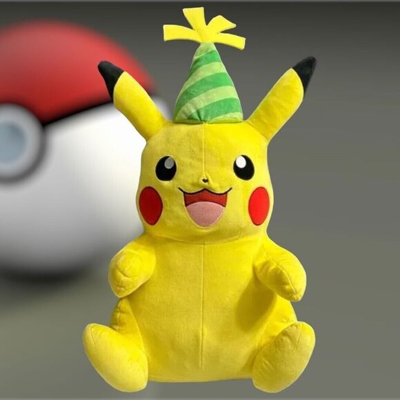 Pokémon Pikachu 25th Anniversary 24” Plush GameStop Exclusive Party Hat Toy - Picture 2 of 12
